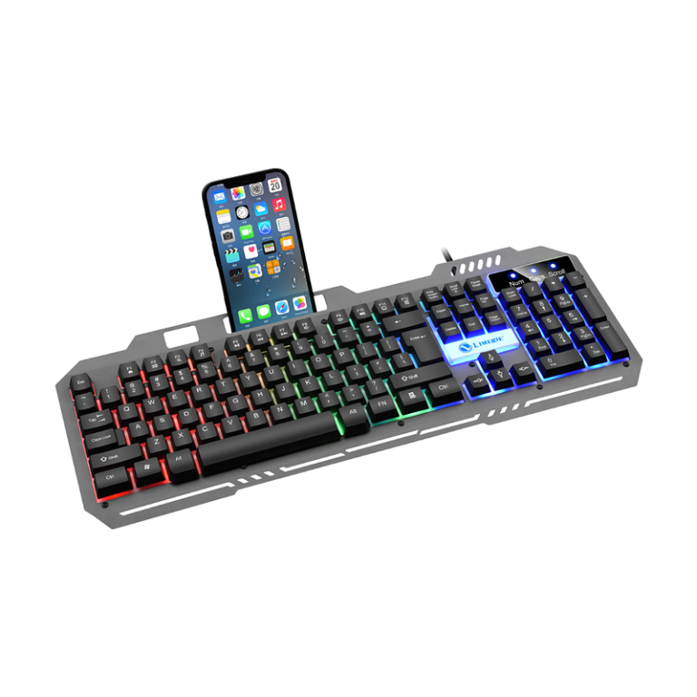 TECLADO GAMER K25 METALICO RGB CON SOPORTE CELULAR